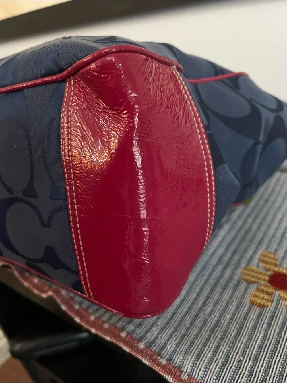 Coach 2010 Pink and Navy Signature Laura Tote Bag - Picture 11 of 13